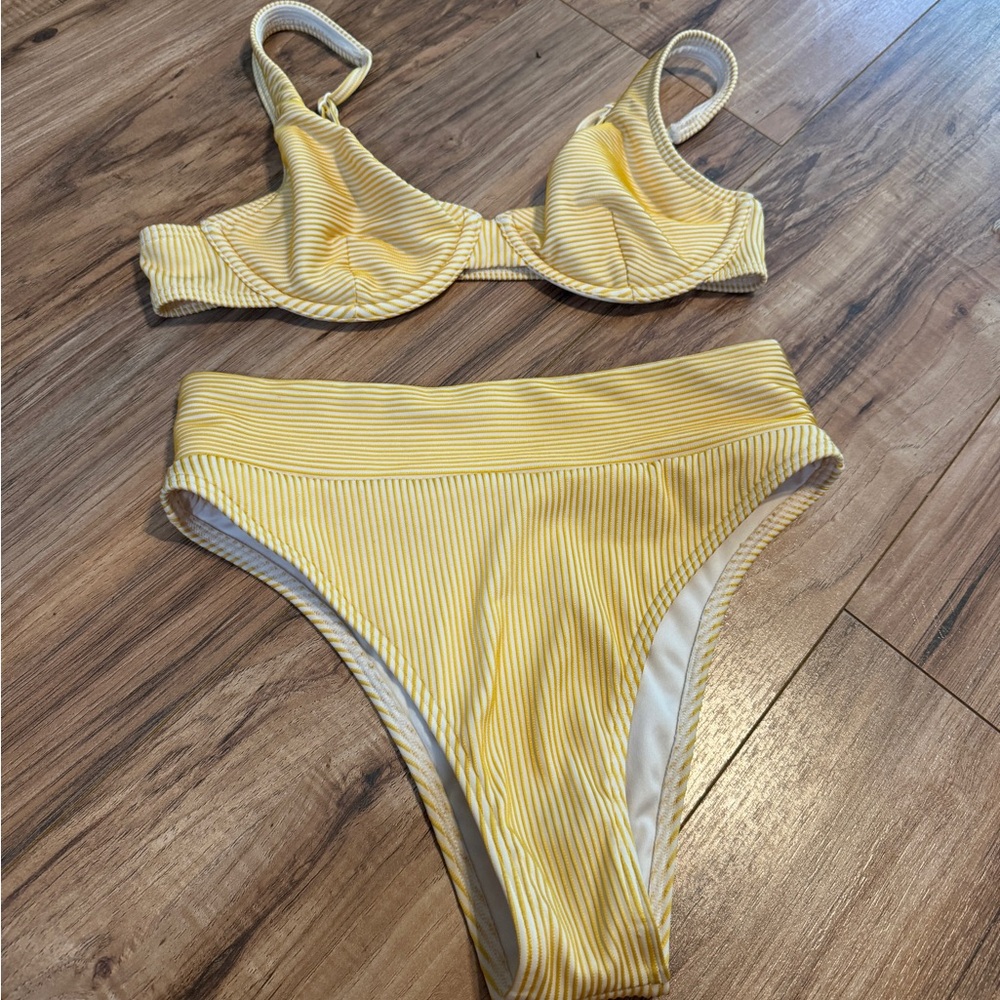 Rhythm Yellow and White Striped Bikini - Picture 2 of 5